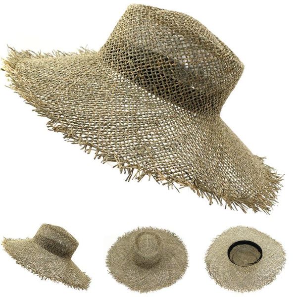 

wide brim hats 2021 fashion breathable green straw beach sun for women hat size 56-57 cm cool ladies summer drop #3, Blue;gray