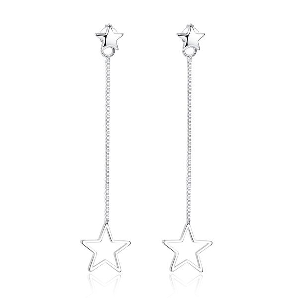 

korean wild sweet pentagram star long tassel earrings for women drop earring fringe earings jewelry earing brincos brinco a934, Silver