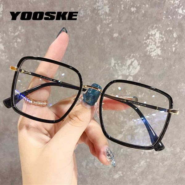 

yooske computer glasses men anti blue light eyeglasses frames for women oversized optical spectacles fake frame, Black