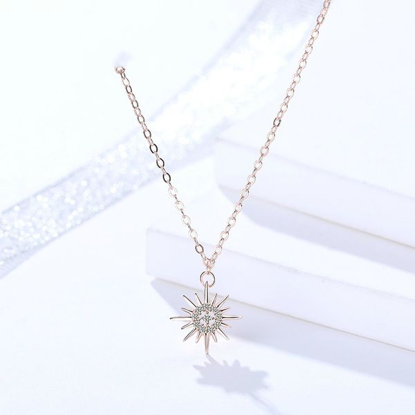 

s925 серебра подсолнечник женской моды ol творческого алмаз инкрустированной ниша дизайн ожерелье 2020 горячей продажа, Silver