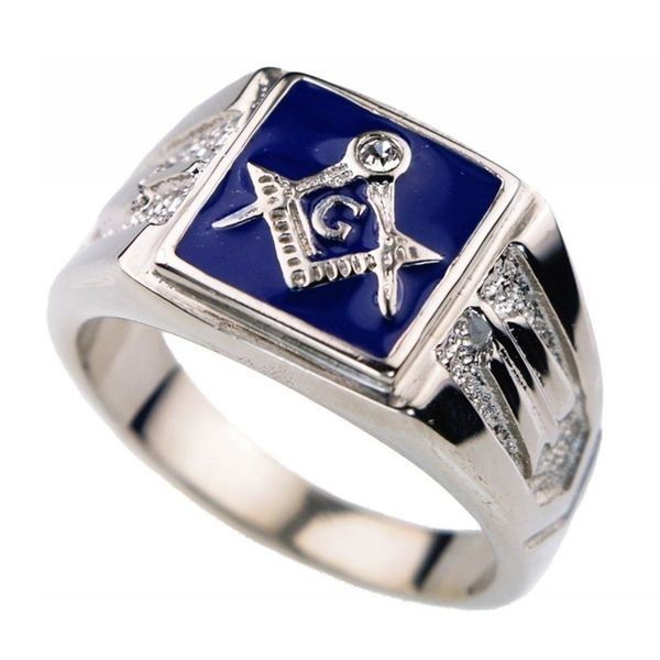 

vintage fashion men's 316l stainless steel masonic ring agate diamond lodge ason ring size 7 - 14, Silver