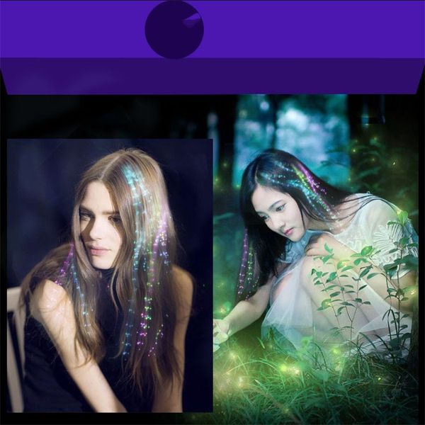 LED Gadget Flash Night Luzes Trança Luminous Light Up Led Hair Extension Festa Hair Pacote de varejo