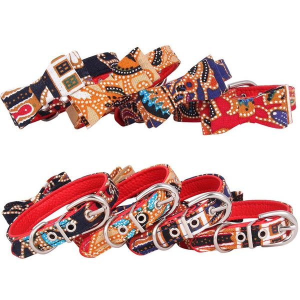 

new pet supplies plaid bow cotton cloth collar lychee pattern background bowknot cat collar adjustable buckle cat accessories