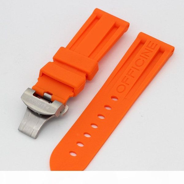 

deployment buckles butterfly clasp here wholesale pan silicone strap sports waterproof pin buckle strap 24mm imported silicone watch strap, Black;brown