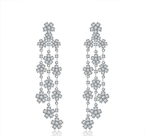 

wholesale luxury cubic zirconia flower long earrings for01, Golden;silver