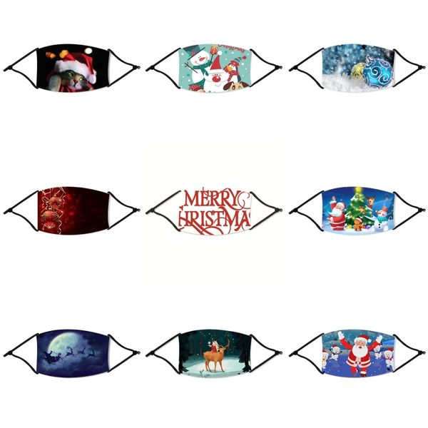 

50pcs (bag) non woven fabric 3 layer face christmas masks kids breathable patterns face christmas mask children boys girls mouth christma#89, Black