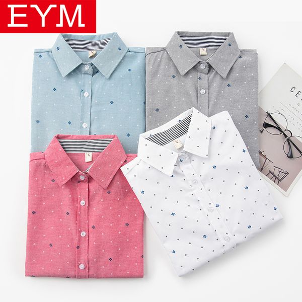 

eym brand woman blouse 2020 spring new casual print long sleeve shirt women fresh college style blouses lady clothes blusas, White