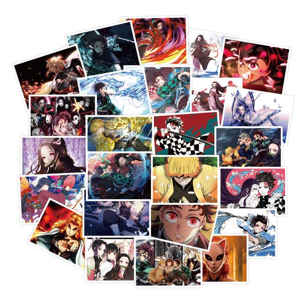 

30pcs/set new design demon slayer anime small waterproof stickers for lapbike car sticker
