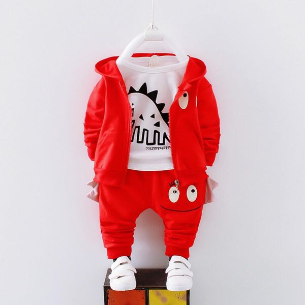 

spring autumn baby boy dinosaur long-sleeve shirt zipper jacket + pants 3pcs suit for 0-3 year children clothes kg-380, White