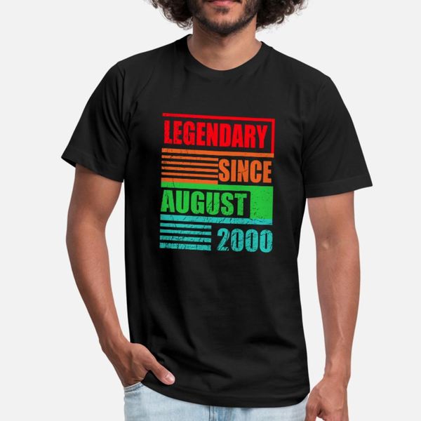 

20th birthday legendary since august 2000 t shirt men character cotton round neck original fit humor spring autumn trend shirt
