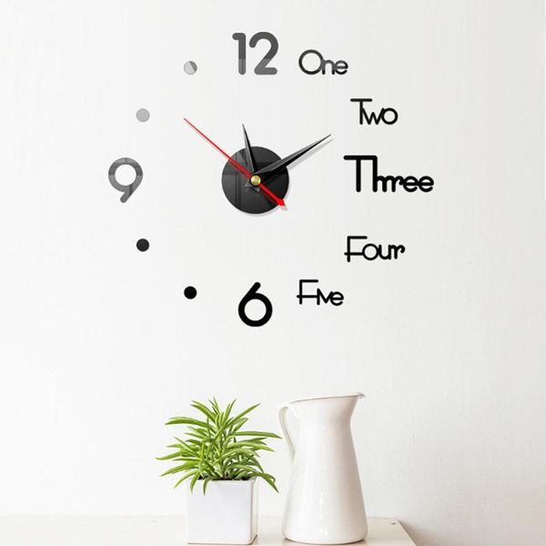 

2020 new wall clocks 3d diy clock acrylic wall stickers home decoration living room quartz needle self adhesive hanging watch