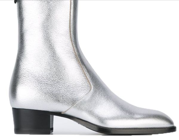 

martin boots20 years new product personality fashion golden silver trend all-match cowboy boots, Black