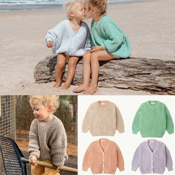 

2020 ss brand new autumn winter kids sweaters for boys girls knit cardigan baby child fashion outwear clothes lj200818, Blue