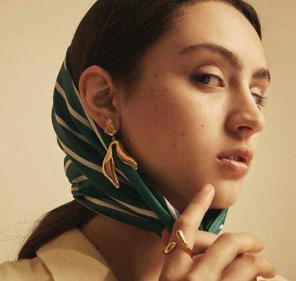 

2020/luxury designer qingdao factory direct trendy ins blogger minority design opposite metal asymmetric stud earrings002, Golden;silver