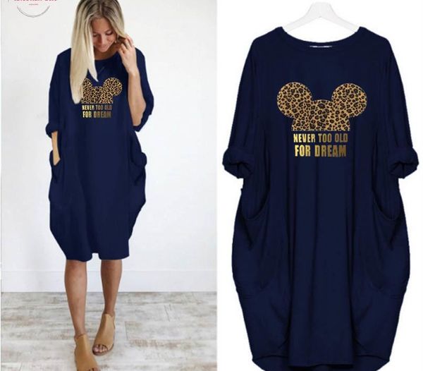 

dress women printing pocket loose dresses vintage fall maxi clothes party casual dresses woman plus size leopard dress, Black;gray