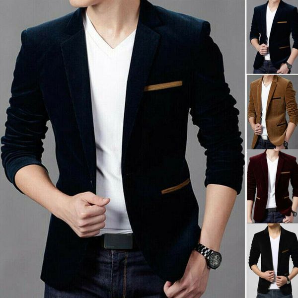 

men's suits & blazers velvet formal suit blazer coat business casual one button slim fit jacket, White;black