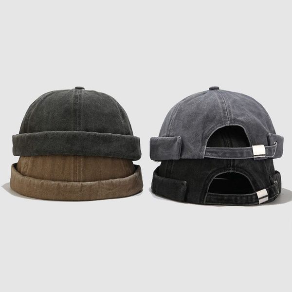 

vintage street dance hip hop hat adjustable brimless melon beanie cap for men women, Blue;gray
