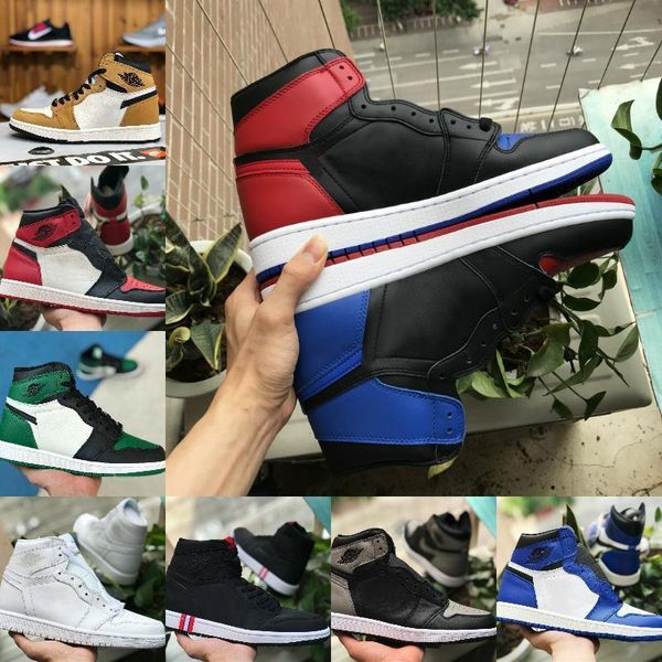 

2019 high 1 og 3 banned bred royal blue mid hare men women basketball shoes retroes 1s red toe shoe shattered backboard white sneake zsx, Black