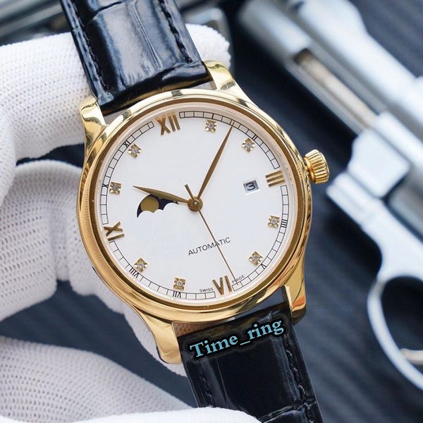 

edition 5054r-001 champagne dial rose gold steel case 8217 automatic mechanical movement mens watch brown leather strap brand watches, Slivery;brown