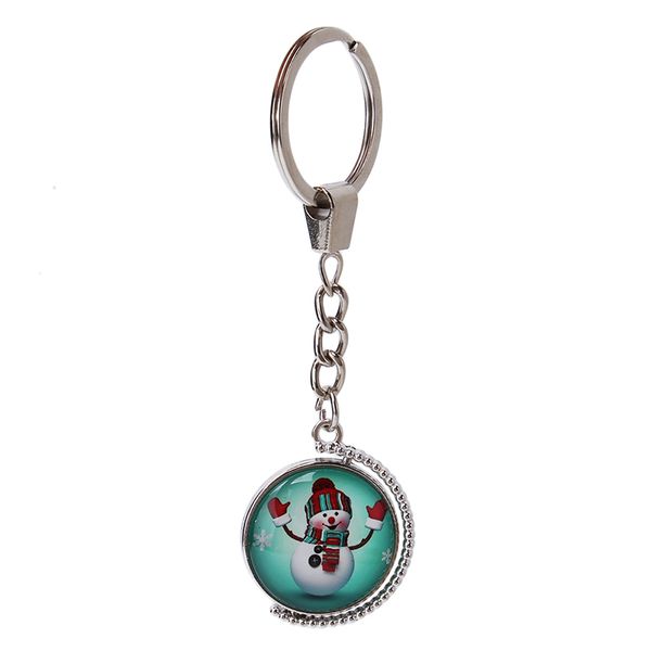 

keychain christmas double side glass ball key chain black santa claus and snowman moon key ring pendant keyring, Silver