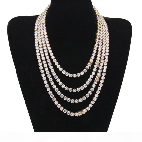 

6mm men women ale tennis chain necklaces silver gold color stainless steel cz men chain fashion jewelry 18" 20" 22" 24&qu