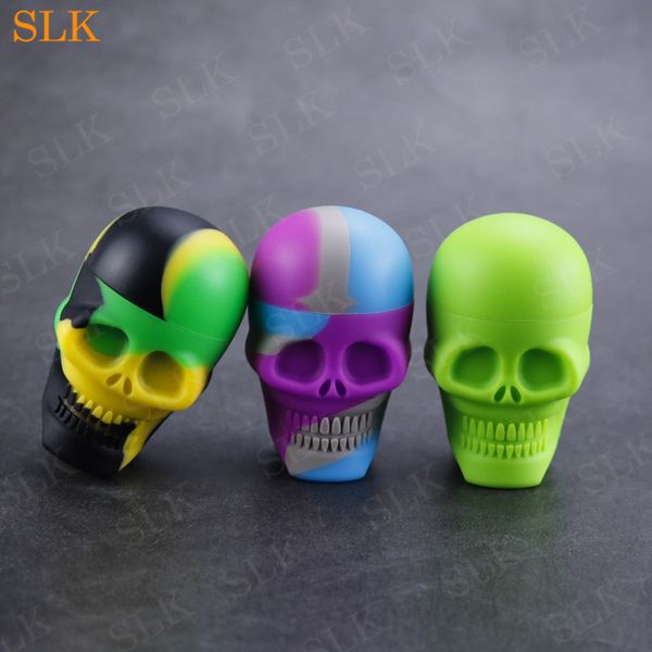 Großhandel Wachsbehälter Totenkopf 15 ml Silikonbehälter Gläser Dabs Trockenkräuter FDA Silikonbehälter Box Verdampfer für konzentriertes Wachsöl