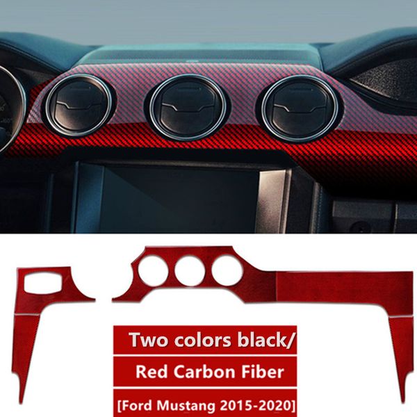 Para Ford Mustang Fibra de Fibra de Carbono Painel de instrumentos de instrumentos e decalques de acabamento Capa Car-Styling 2015-2020 Acessórios