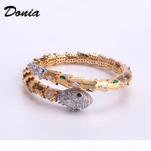 

donia jewelry electroplating exaggeration micro inlay color zircon ferocious animal adjustable opening bracelet personalized birthday gift c, Black