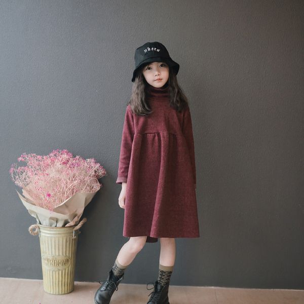 

girls autumn winter 2020 new kids leisure dress loose children elegant dress baby princess dress todddler clothes, Red;yellow