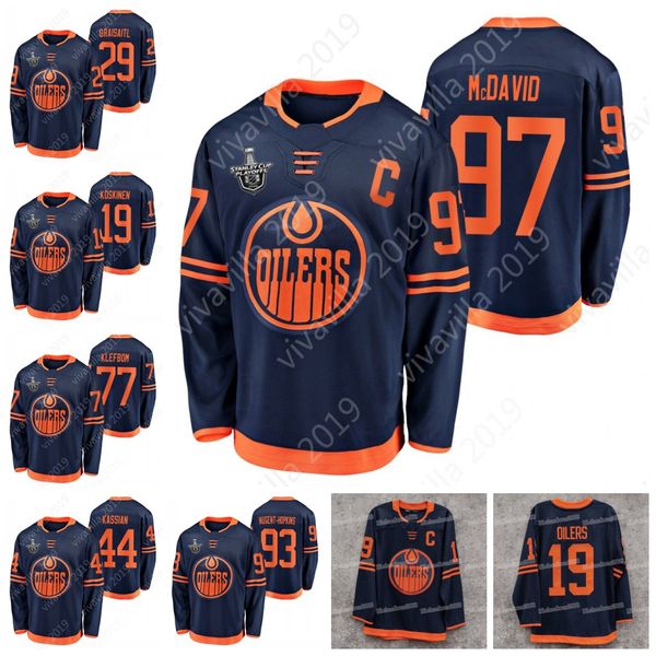 

connor mcdavid edmonton oilers 2020 stanley cup playoffs jersey leon draisaitl oscar klefbom ryan nugent-hopkins zack kassian mikko koskinen, Black;red