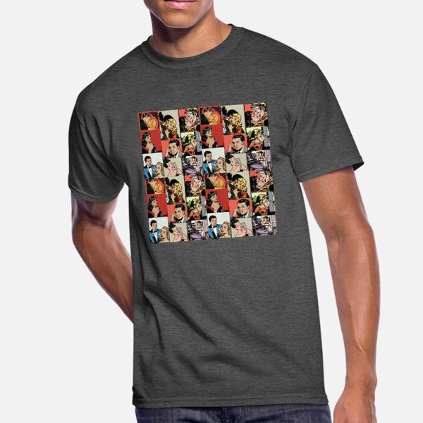 

vintage retro comic love story t shirt men interesting tee shirt round collar letters interesting fashion spring letters