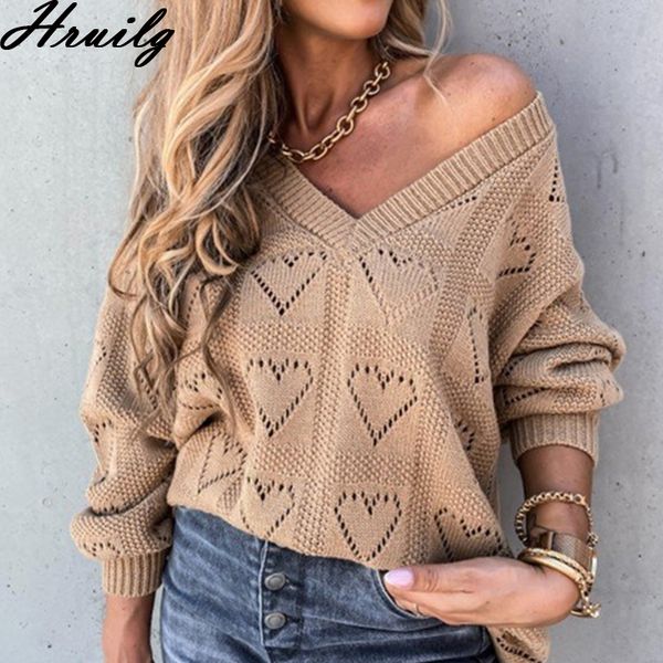 

women's sweaters fall 2021 women sweater fashion plus size long sleeve v neck female knit pullovers oversized mujer solid color, White;black