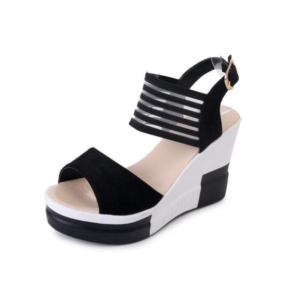 

sandals women's new sandals ladies summer high heel summer 2020 new women's shoes open toe suede sandal footwear, Black