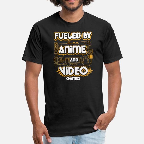 

fueled by anime and video games t shirt men custom short sleeve euro size s-3xl normal famous funny spring letter shirt
