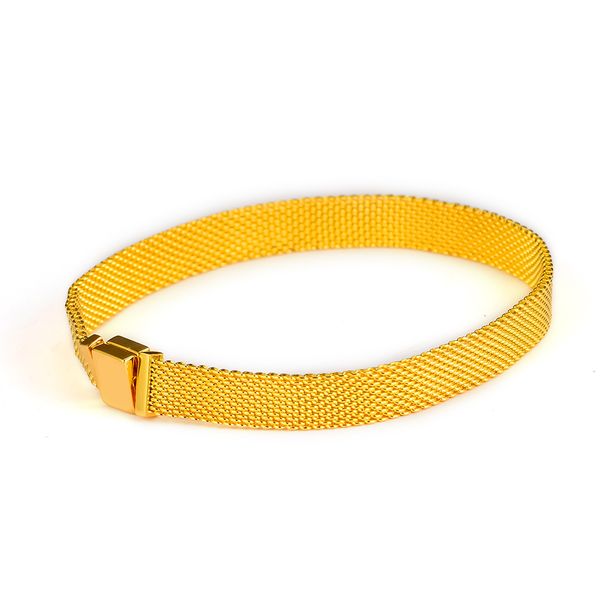 

shine reflexion bracelet snake chain sterling silver jewelry bracelets for reflexion clip beads & charms fashion woman diy jewelry making, Golden;silver