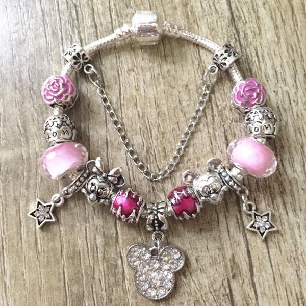 

european bracelets cartoon charms beads fits new bracelets & bangles exquisite family diy jewelry gift 16-22cm, Black