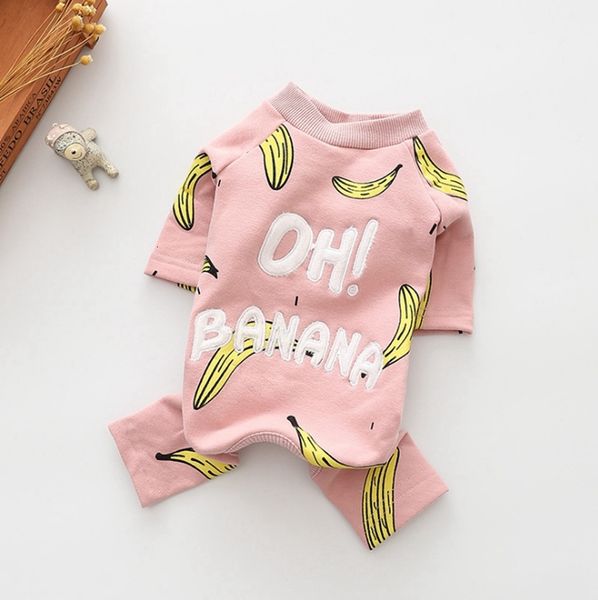 

одежда для собак хлопок pet комбинезон banana printed собаки пижамы cute puppy coat зима домашние животные собака одежда 2 colors 50pcsgq