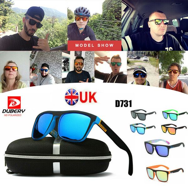 

dubery classic polarized sunglasses men women brand design driving night strong light square frame sunglasses men goggles uv400, Black