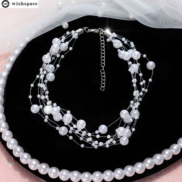 

chains south korean culture quality multilayer contracted brief paragraph imitation pearl collar necklace jewelry wholesale, Silver