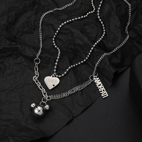 

disco necklace fashion ins pendant hip hop cool all-match sweater chain street brand simple accessories, Silver