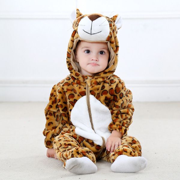 

leopard baby clothes one-piece flannel romper new pure cotton soft home clothing newborn pajamas costumes wholesale, Black;red