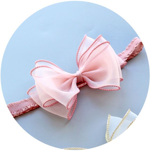 

baby hair band yarn bow baby headband hair band elastic headgear accessories newborn mesh turban girls hairband, Slivery;white