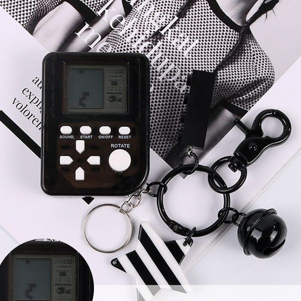 

stylish fancy gift mini tetris game machine keychains creative bag car pendant key chain fancy toy key ring amazing gift keyring, Silver
