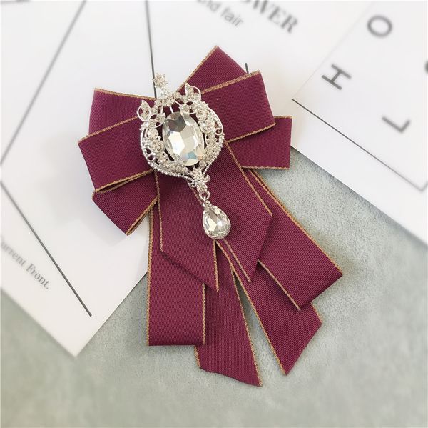 

neck ties 2021 classic british style diamond bow tie knot brooch for women and men wedding vintage rhinestone bwotie clothing accessories, Blue;purple