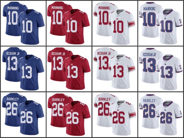 

new york giants men #10 eli manning 26 saquon barkley 13 odell beckham jr men's women youth stitched limited rush jersey, Black;red