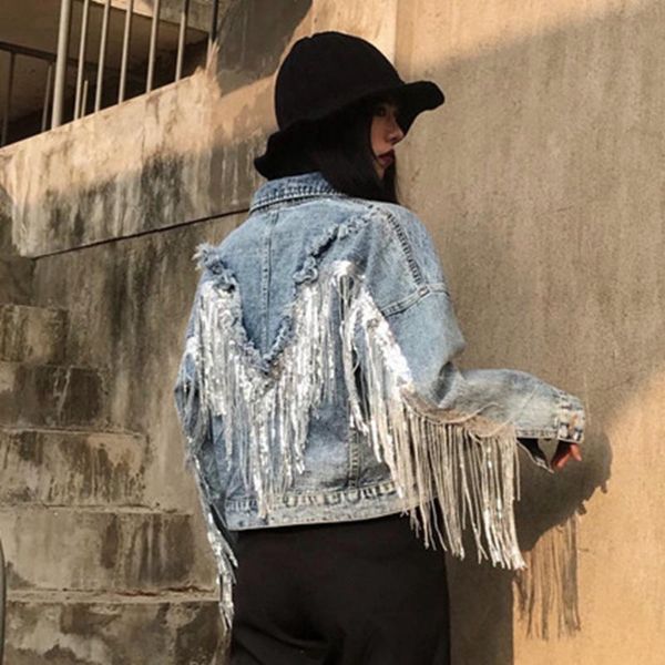 

fashion the new loose tassel was thin hole cowboy jacket ing, Black;brown