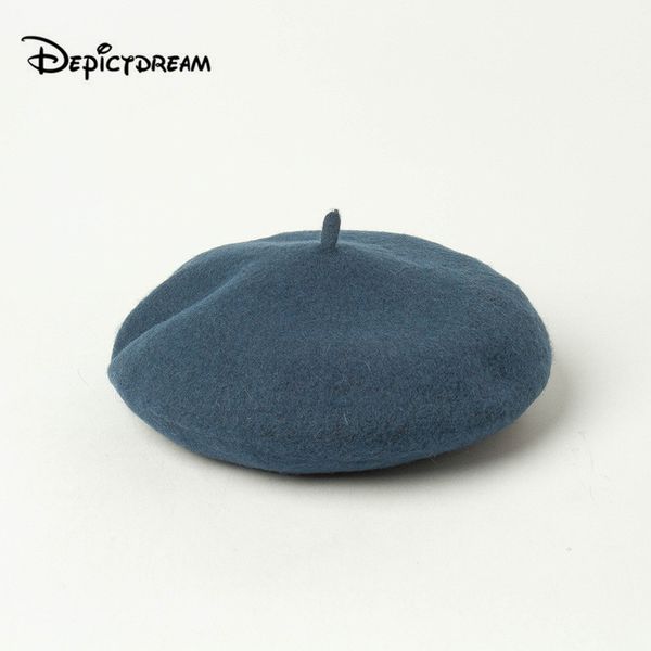 

berets winter women beret french artist beanie hat cap spring and autumn hats 100% wool vintage warm children casual solid, Blue;gray