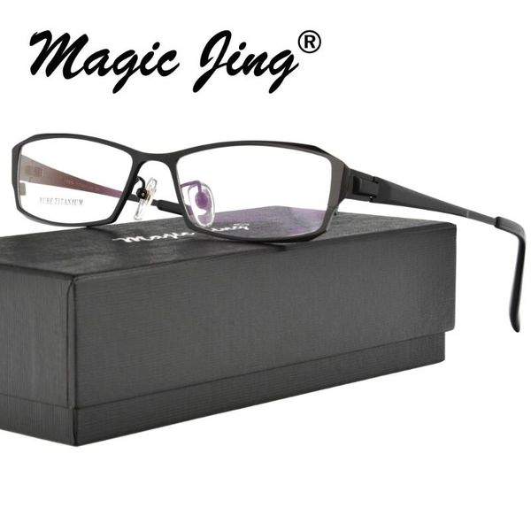 

magic jing pure titanium myopia eyeglasses eyewear prescription spectacles for men 8132, Black