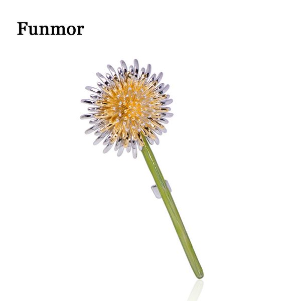

funmor dandelion copper brooch plant enamel pins for women men's coat dress corsage holiday routine decoration accessories gifts, Gray