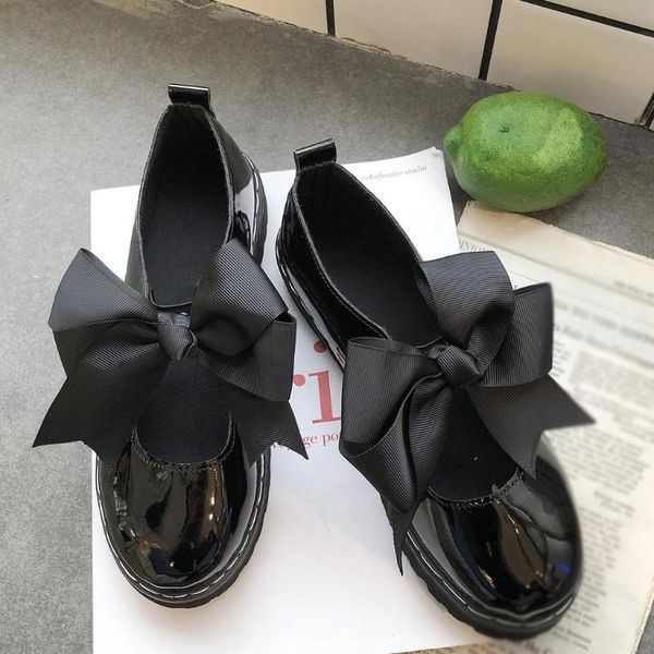 

мода женщина повседневная обувь женщины bowknot остроконечные toe pu кожаной обуви для женщин квартиры комфортное скольжение на женщин обувь, Black